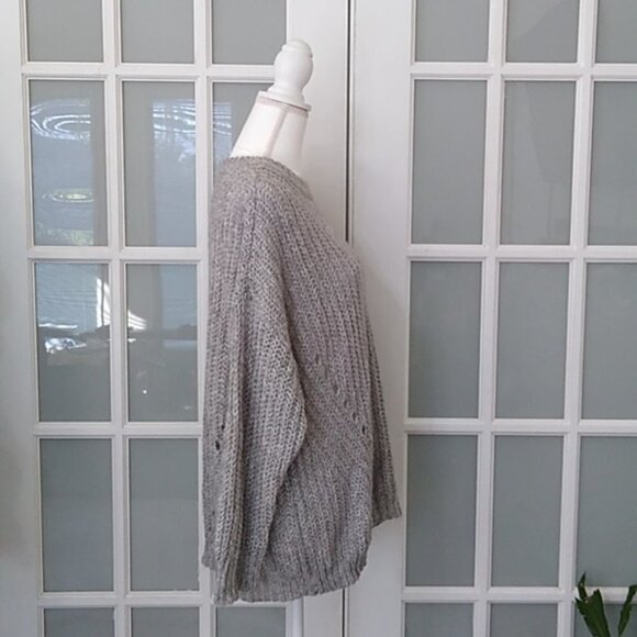 EUC American Eagle Gray Open Weave Oversized Sweater - Picture 4 of 14